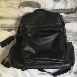 Black Faux Leather Backpack